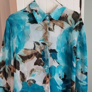 Sheer floral blouse.